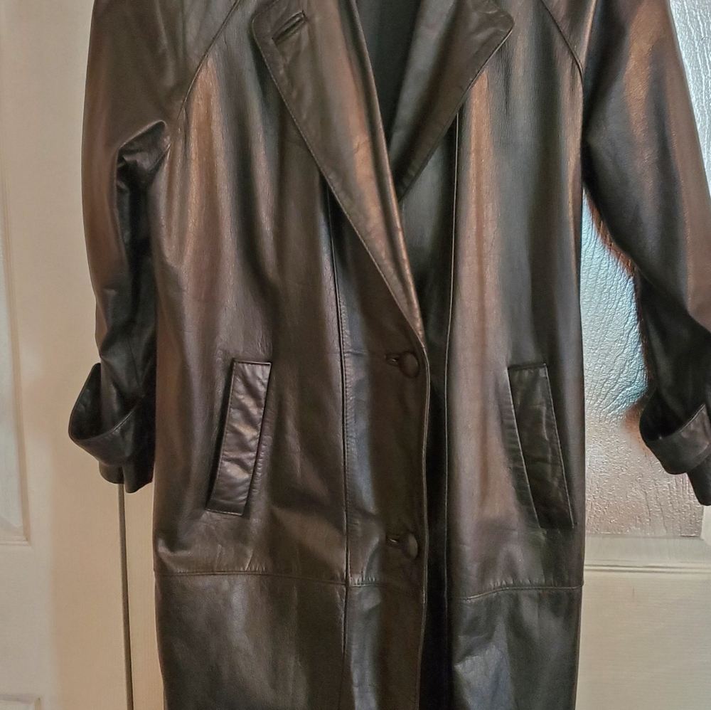 Charles Klein Leather Coat S MED